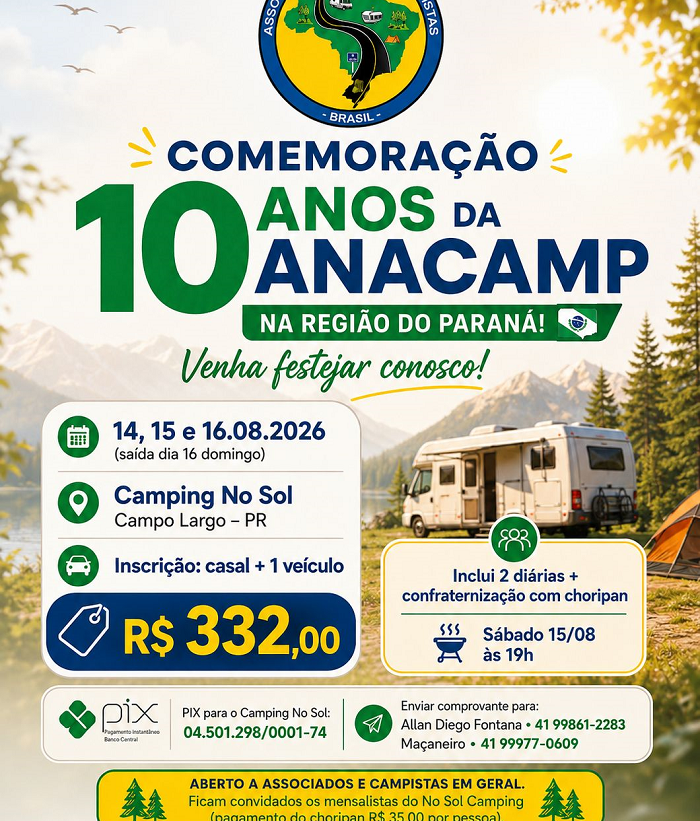 Anacamp celebrará 10 anos com encontros em vários Estados